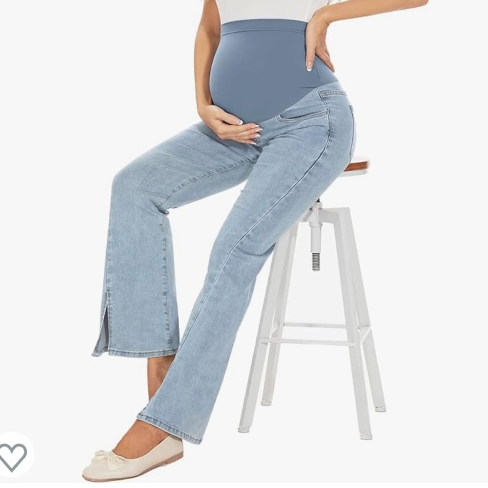 Maternity Stretch Split Front Boot Cut Jeans - image 5